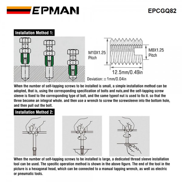 EPMAN Fitting Reducer Metric M10X1.25 Male to M8X1.25 Female Stainless Steel 304 Thread Adapter Bushing EPCGQ82 EPMAN Fitting Reducer Metric M10X1.25 Male to M8X1.25 Female Stainless Steel 304 Thread Adapter Bushing EPCGQ82