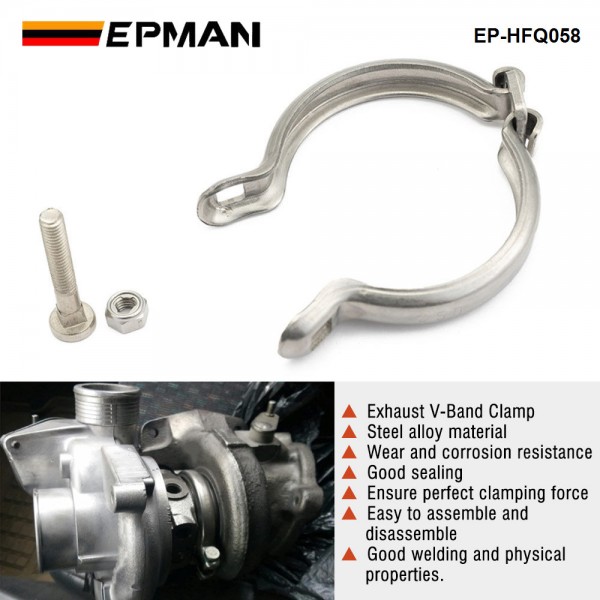 EPMAN Exhaust V Clamp, Turbine V-Clamp 58mm Replacement For TD02, TD025, TD03 Turbocharger Car Accessories EP-HFQ058 EPMAN Exhaust V Clamp, Turbine V-Clamp 58mm Replacement For TD02, TD025, TD03 Turbocharger Car Accessories EP-HFQ058