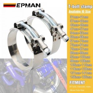 EPMAN 1Pair/Set 31mm-166mm Stainless Steel Silicone Turbo Hose Coupler T Bolt Super Clamps For 1.25",1.5",1.75",2.0",2.25",2.5",2.75",3.0",3.5",4",4.5",5",6"  Silicone Hose