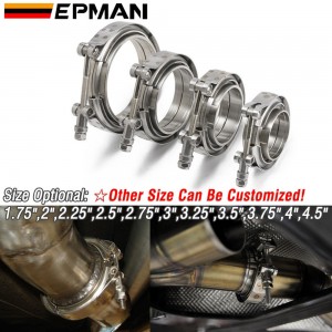 EPMAN Universal Upgraded 1.75",2",2.25",2.5",2.75",3",3.25",3.5",3.75",4",4.5" Auto Parts V-band Clamp Kit For Turbo, Exhaust Pipes