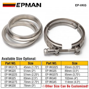 EPMAN Universal Upgraded 1.75",2",2.25",2.5",2.75",3",3.25",3.5",3.75",4",4.5" Auto Parts V-band Clamp Kit For Turbo, Exhaust Pipes