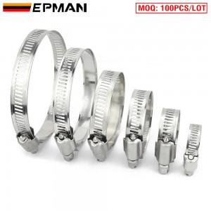 EPMAN 100PCS/LOT Screw Worm Drive Hose Clamp 201 Stainless Steel Hose Hoop Pipe Clamp Clip