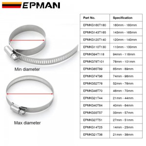 EPMAN 100PCS/LOT Screw Worm Drive Hose Clamp 201 Stainless Steel Hose Hoop Pipe Clamp Clip