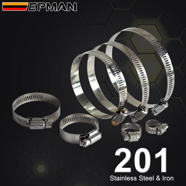 EPMAN 100PCS/LOT Screw Worm Drive Hose Clamp 201 Stainless Steel Hose Hoop Pipe Clamp Clip