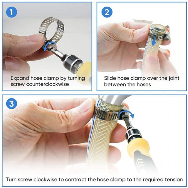 EPMAN 100PCS/LOT Screw Worm Drive Hose Clamp 201 Stainless Steel Hose Hoop Pipe Clamp Clip