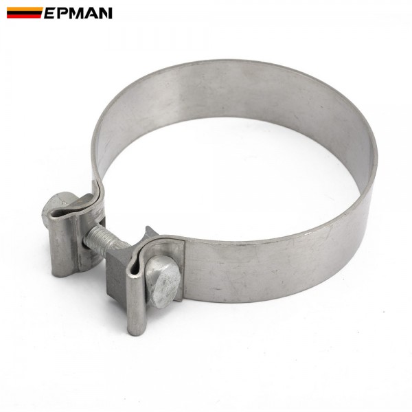 EPMAN Universal 2" 2.25" 2.5" 2.75" 3" 3.5" 4" 5" Inch High Strength Butt Joint Stainless Steel Exhaust Clamp Band Kit Auto Turbo Pipe Clips TKPPKG