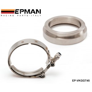 EPMAN GT45 T304 STAINLESS STEEL V-BAND TURBO/TURBOCHARGER DOWNPIPE CLAMP+FLANGE EP-VKGGT45