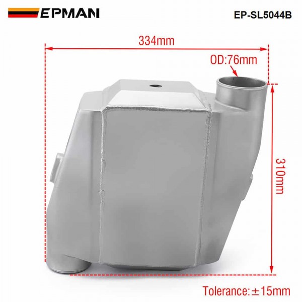 EPMAN - Universal Aluminum Bar & Plate Front Mount Water-To-Air Intercooler Inlet/Oulet 3" Core: 13.3" x12"X4.5" EP-SL5044B