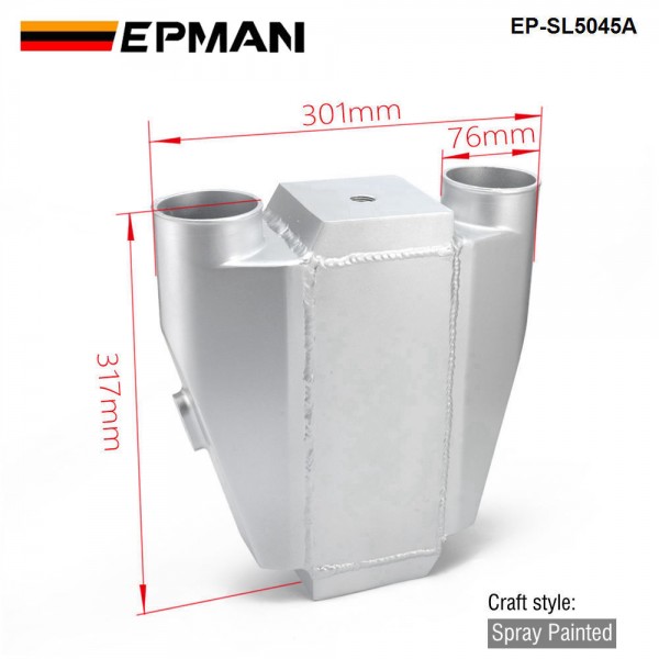 EPMAN Universal 12"x12"X4.5" Water to Air Intercooler 3" Air Inlet Outlet EP-SL5045A EPMAN Universal 12"x12"X4.5" Water to Air Intercooler 3" Air Inlet Outlet EP-SL5045A