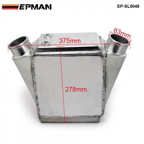EPMAN Universal Aluminum 15" x 11" x 4.5" Bar & Plate Front Mount Water-To-Air Intercooler Inlet/Outlet: 2.5" EP-SL5048