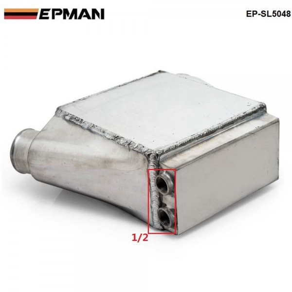 EPMAN Universal Aluminum 15" x 11" x 4.5" Bar & Plate Front Mount Water-To-Air Intercooler Inlet/Outlet: 2.5" EP-SL5048