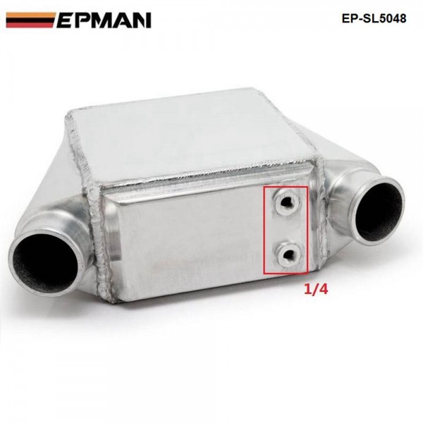 EPMAN Universal Aluminum 15" x 11" x 4.5" Bar & Plate Front Mount Water-To-Air Intercooler Inlet/Outlet: 2.5" EP-SL5048 EPMAN Universal Aluminum 15" x 11" x 4.5" Bar & Plate Front Mount Water-To-Air Intercooler Inlet/Outlet: 2.5" EP-SL5048