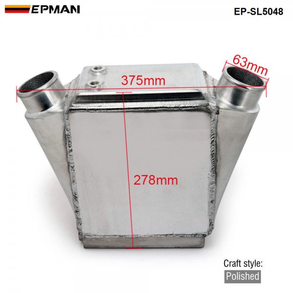 EPMAN Universal Aluminum 15" x 11" x 4.5" Bar & Plate Front Mount Water-To-Air Intercooler Inlet/Outlet: 2.5" EP-SL5048