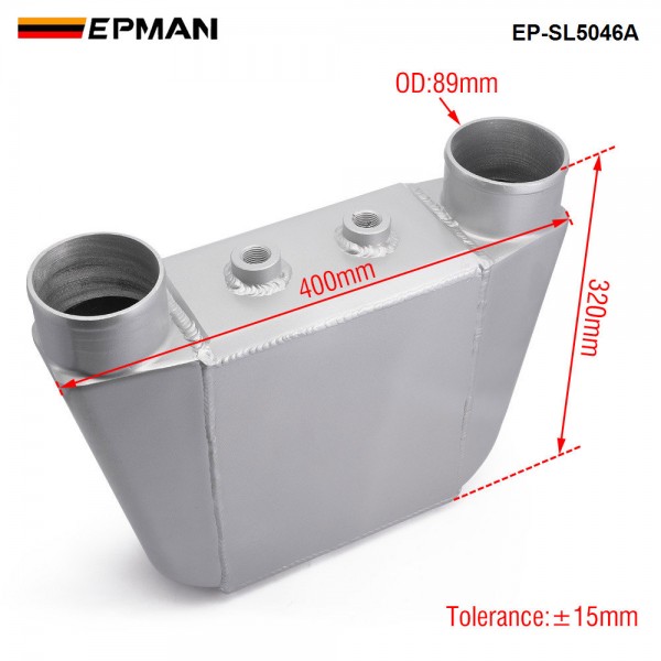 EPMAN Universal Aluminum Bar & Plate Front Mount Water-To-Air Intercooler Inlet/Oulet 3.5" Core: 250 X 220 X 115mm EP-SL5046A