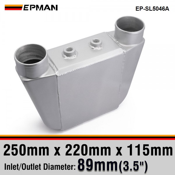 EPMAN Universal Aluminum Bar & Plate Front Mount Water-To-Air Intercooler Inlet/Oulet 3.5" Core: 250 X 220 X 115mm EP-SL5046A