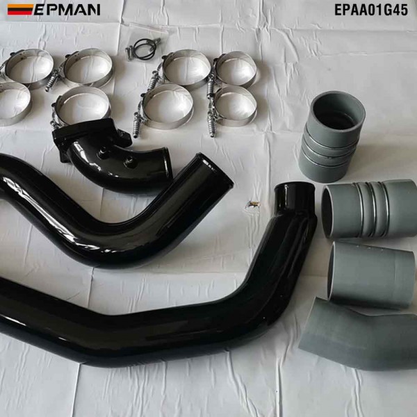 EPMAN Billet Aluminum Turbo Intercooler Pipe Boot Kit CAC Tube Hi FLow Intake Elbow for Diesel 6.0L V8 EPAA01G45