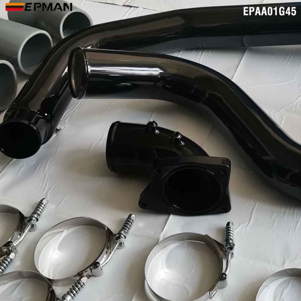 EPMAN Billet Aluminum Turbo Intercooler Pipe Boot Kit CAC Tube Hi FLow Intake Elbow for Diesel 6.0L V8 EPAA01G45