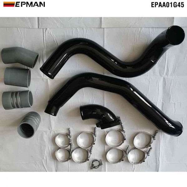 EPMAN Billet Aluminum Turbo Intercooler Pipe Boot Kit CAC Tube Hi FLow Intake Elbow for Diesel 6.0L V8 EPAA01G45