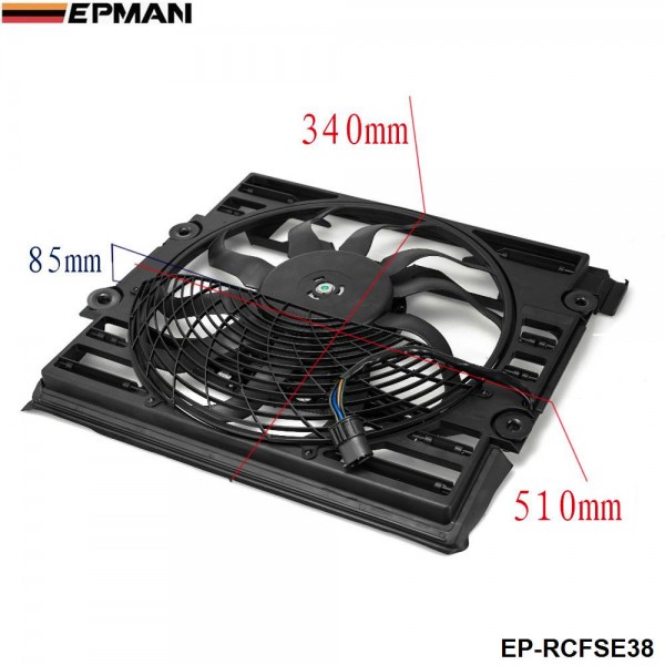 EPMAN - Replacement AC Radiator Condenser Cooling Fan Assembly For BMW E38 7 Series 96-98 64548380774 EP-RCFSE38