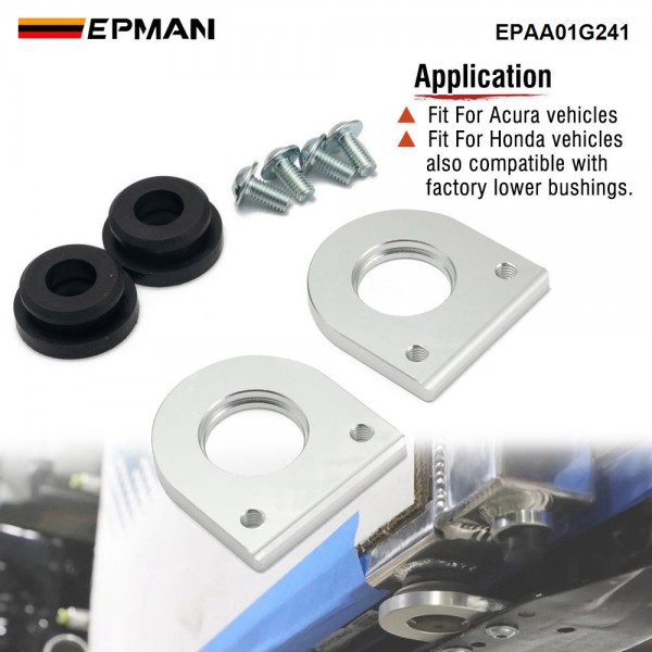 EPMAN Aluminum Radiator Lower Mount Bracket Relocator W/Low Profile Bushings For Mostly Honda EPAA01G241