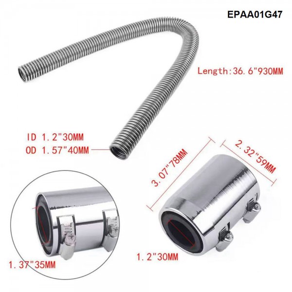 10SETS/CARTON Ultra Radiator Hose 36.6" With 2 End Caps Stainless Steel Radiator Flexible Coolant Water Hose Kit Universal UHR36 EPAA01G47