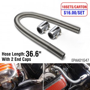 10SETS/CARTON Ultra Radiator Hose 36.6" With 2 End Caps Stainless Steel Radiator Flexible Coolant Water Hose Kit Universal UHR36 EPAA01G47