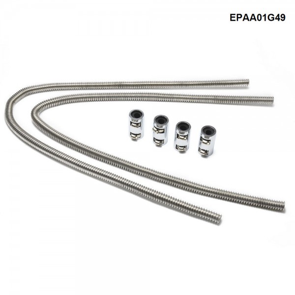 5SETS/CARTON Small Ultra Heater Hose 48" Stainless Steel Radiator Flexible Coolant Water Hose Kits With 4 End Caps UHH48 12257 EPAA01G49