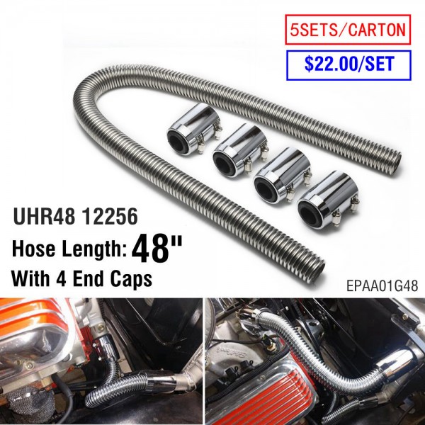 5SETS/CARTON Ultra Radiator Hose 48" With 4 End Caps Universal Stainless Steel Radiator Flexible Coolant Water Hose Kit UHR48 12256 EPAA01G48 5SETS/CARTON Ultra Radiator Hose 48" With 4 End Caps Universal Stainless Steel Radiator Flexible Coolant Water Hose Kit UHR48 12256 EPAA01G48
