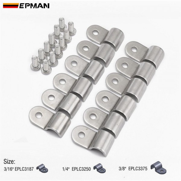 EPMAN SS Single Line Clamps 3/8"&3/16"& 1/4" Fuel Line Clamp 12 pcs Modified Fits Fuel, Air, Electrical, Brake, Lines EPMAN SS Single Line Clamps 3/8"&3/16"& 1/4" Fuel Line Clamp 12 pcs Modified Fits Fuel, Air, Electrical, Brake, Lines