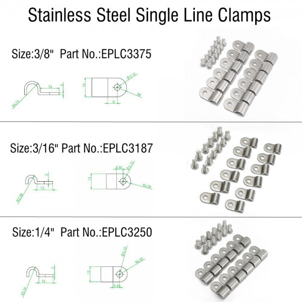 EPMAN SS Single Line Clamps 3/8"&3/16"& 1/4" Fuel Line Clamp 12 pcs Modified Fits Fuel, Air, Electrical, Brake, Lines EPMAN SS Single Line Clamps 3/8"&3/16"& 1/4" Fuel Line Clamp 12 pcs Modified Fits Fuel, Air, Electrical, Brake, Lines