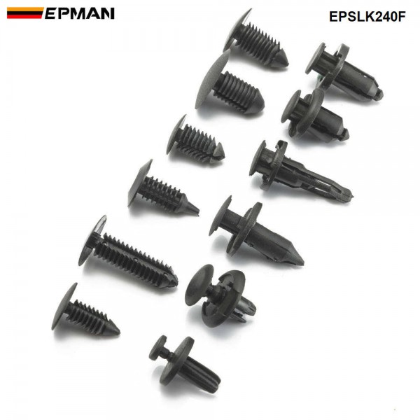 EPMAN 240 PCS Plastic Rivets Fastener Fender Bumper Push Pin Clips Free Remover Tool EPSLK240F