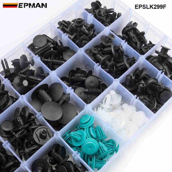 EPMAN 299pcs Car Body Push Pin Rivet Clip Fastener Mud Moulding Trim Kit Use Sale EPSLK299F