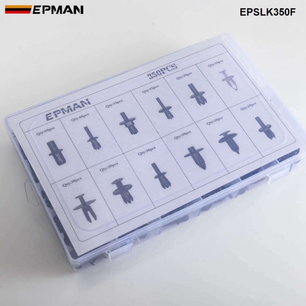 EPMAN 350PCS Auto Fastener Kit Car Universal Plastic Nylon Fixing Clip Rivet Door Panels Retainer Fender Liner EPSLK350F