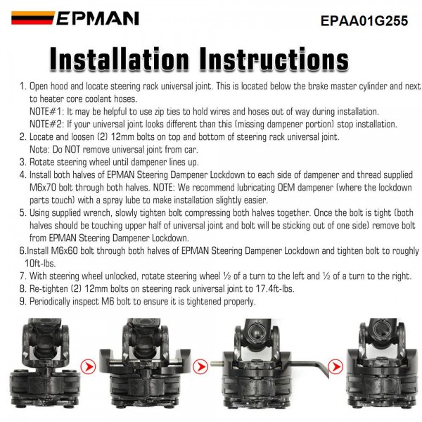 EPMAN Steering Dampener Lock Down Aluminum For Subaru WRX 08-21 Forester 13-18/Liberty 10-21 EPAA01G255 EPMAN Steering Dampener Lock Down Aluminum For Subaru WRX 08-21 Forester 13-18/Liberty 10-21 EPAA01G255