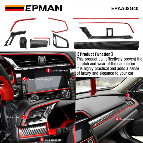 EPMAN 10SETS/CARTON 11PCS For Honda Civic Seden 2016 2017 2018 2019 2020 Carbon Fiber Car Console Center Dashboard Cover Trim Decorative Stickers EPAA08G40-10T EPMAN 10SETS/CARTON 11PCS For Honda Civic Seden 2016 2017 2018 2019 2020 Carbon Fiber Car Console Center Dashboard Cover Trim Decorative Stickers EPAA08G40-10T