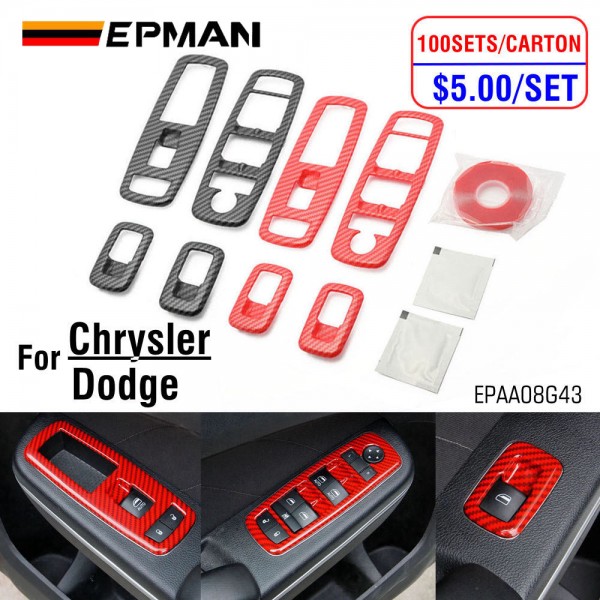 EPMAN 100SETS/CARTON Carbon Fiber Look Interior Window Lift Trim Switch Panel Cover Trim For Dodge Charger 2011+/ Chrysler 300 2015-2021 EPAA08G43-100T EPMAN 100SETS/CARTON Carbon Fiber Look Interior Window Lift Trim Switch Panel Cover Trim For Dodge Charger 2011+/ Chrysler 300 2015-2021 EPAA08G43-100T