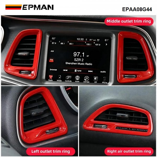 EPMAN 50SETS/CARTON 4PCS For Challenger Center Console Air Condition Outlet Vent Trim Accessories For Dodge Challenger 2015 up EPAA08G44-50T EPMAN 50SETS/CARTON 4PCS For Challenger Center Console Air Condition Outlet Vent Trim Accessories For Dodge Challenger 2015 up EPAA08G44-50T
