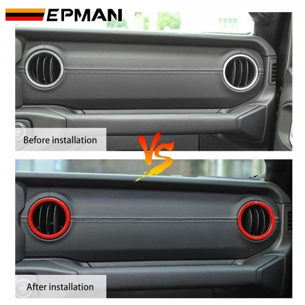 EPMAN 100SETS/CARTON 4PCS/SET ABS AC Vent Rings Center Console Dashboard Air Conditioning Outlet Cover Interior Trim Kit For 2018-2023 Jeep Wrangler JL JLU & Gladiator JT EPAA08G51-100T EPMAN 100SETS/CARTON 4PCS/SET ABS AC Vent Rings Center Console Dashboard Air Conditioning Outlet Cover Interior Trim Kit For 2018-2023 Jeep Wrangler JL JLU & Gladiator JT EPAA08G51-100T