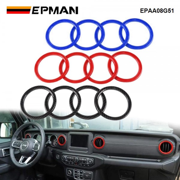 EPMAN 100SETS/CARTON 4PCS/SET ABS AC Vent Rings Center Console Dashboard Air Conditioning Outlet Cover Interior Trim Kit For 2018-2023 Jeep Wrangler JL JLU & Gladiator JT EPAA08G51-100T EPMAN 100SETS/CARTON 4PCS/SET ABS AC Vent Rings Center Console Dashboard Air Conditioning Outlet Cover Interior Trim Kit For 2018-2023 Jeep Wrangler JL JLU & Gladiator JT EPAA08G51-100T