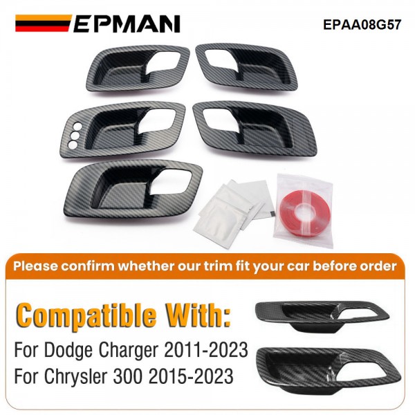 EPMAN 30SETS/CARTON 5PCS/SET Carbon Fiber Inner Door Handle Bowl Cover Trim For Dodge Charger 2011-2023/ Chrysler 300 2015-2023 EPAA08G57-30T EPMAN 30SETS/CARTON 5PCS/SET Carbon Fiber Inner Door Handle Bowl Cover Trim For Dodge Charger 2011-2023/ Chrysler 300 2015-2023 EPAA08G57-30T