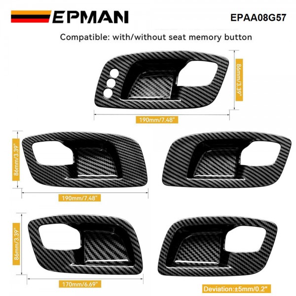 EPMAN 30SETS/CARTON 5PCS/SET Carbon Fiber Inner Door Handle Bowl Cover Trim For Dodge Charger 2011-2023/ Chrysler 300 2015-2023 EPAA08G57-30T EPMAN 30SETS/CARTON 5PCS/SET Carbon Fiber Inner Door Handle Bowl Cover Trim For Dodge Charger 2011-2023/ Chrysler 300 2015-2023 EPAA08G57-30T