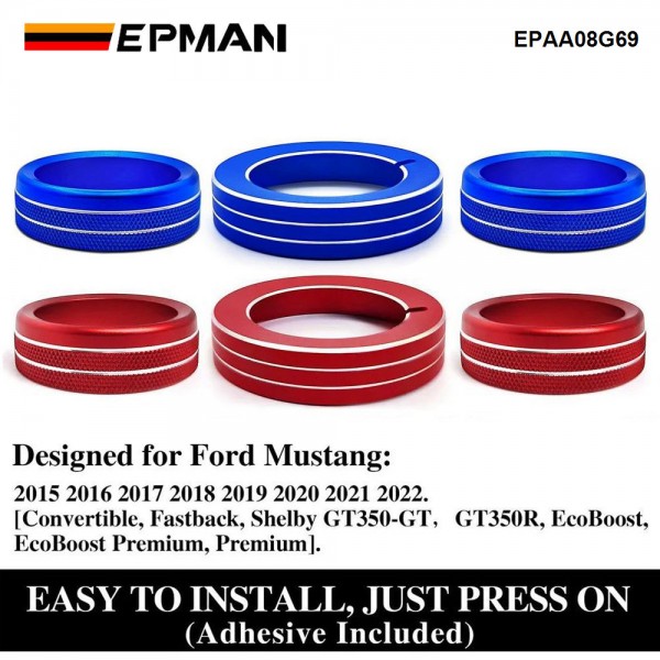 EPMAN 100SETS/CARTON 3PCS/SET Aluminum Headlight Volume Tune Control Button Cover Decoration Twist Switch Ring Trim For Ford Mustang 2015-2022 EPAA08G69-100T EPMAN 100SETS/CARTON 3PCS/SET Aluminum Headlight Volume Tune Control Button Cover Decoration Twist Switch Ring Trim For Ford Mustang 2015-2022 EPAA08G69-100T
