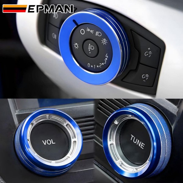 EPMAN 100SETS/CARTON 3PCS/SET Aluminum Headlight Volume Tune Control Button Cover Decoration Twist Switch Ring Trim For Ford Mustang 2015-2022 EPAA08G69-100T EPMAN 100SETS/CARTON 3PCS/SET Aluminum Headlight Volume Tune Control Button Cover Decoration Twist Switch Ring Trim For Ford Mustang 2015-2022 EPAA08G69-100T