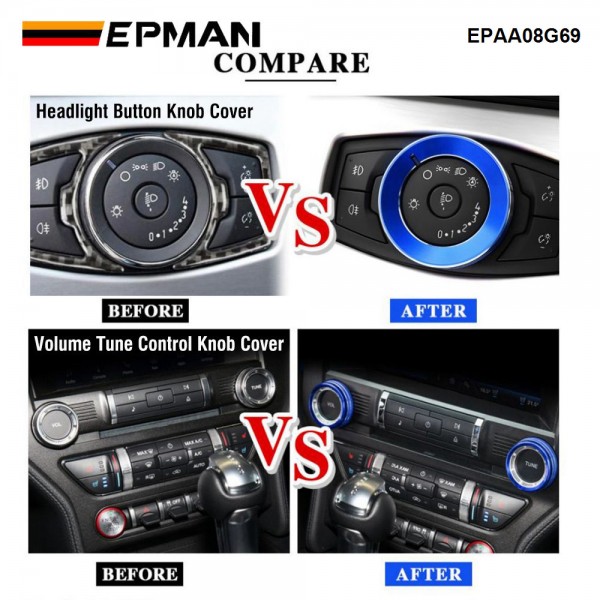 EPMAN 100SETS/CARTON 3PCS/SET Aluminum Headlight Volume Tune Control Button Cover Decoration Twist Switch Ring Trim For Ford Mustang 2015-2022 EPAA08G69-100T EPMAN 100SETS/CARTON 3PCS/SET Aluminum Headlight Volume Tune Control Button Cover Decoration Twist Switch Ring Trim For Ford Mustang 2015-2022 EPAA08G69-100T