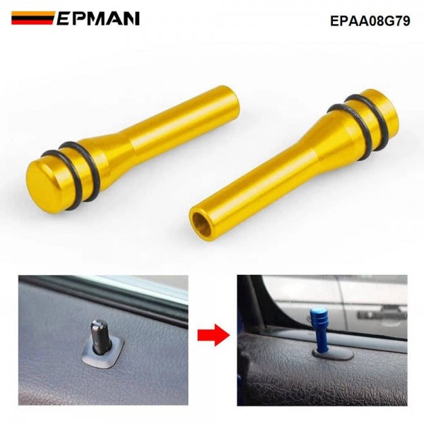 EPMAN Car Door Lock Knob Replacement Aluminum Alloy with Rubber O-Ring Non-Slip 7mm Shaft Universal Fit for Toyota Honda Ford Chevrolet Vehicles EPAA08G79