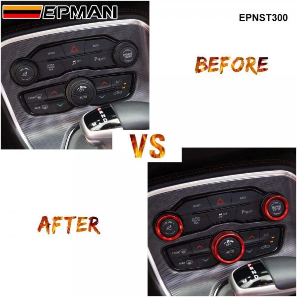 EPMAN 60SETS/CARTON Aluminum Air Conditioner Switch CD Button Knob for Dodge Challenger Charger Chrysler 300 300s 2015-2019, for Ram 2013-2018 EPNST300-60T