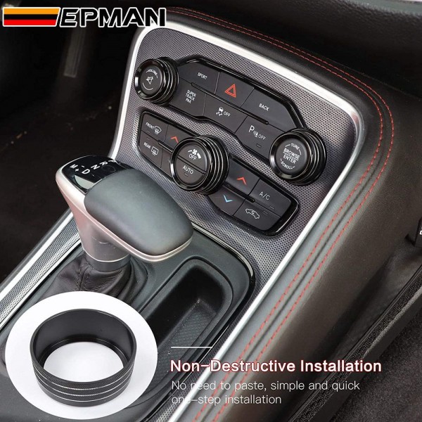 EPMAN 60SETS/CARTON Aluminum Air Conditioner Switch CD Button Knob for Dodge Challenger Charger Chrysler 300 300s 2015-2019, for Ram 2013-2018 EPNST300-60T