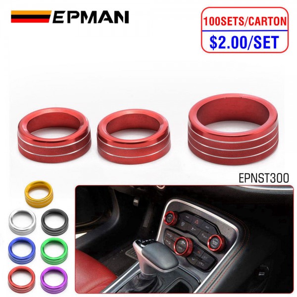 EPMAN 60SETS/CARTON Aluminum Air Conditioner Switch CD Button Knob for Dodge Challenger Charger Chrysler 300 300s 2015-2019, for Ram 2013-2018 EPNST300-60T