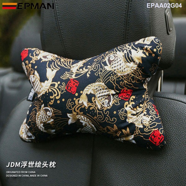 10PCS/CTN JDM Japanese Ukiyo-e Car Seat Head Neck Rest Pillow Car Cover Vehicular Pillow Seat Headrest Accessories EPAA02G04-10PCS