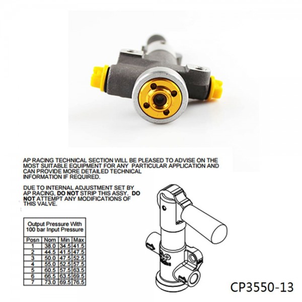EPMAN Single Bore CP3550-13 Lever type brake proportioning valve with 7 settings With Ap Logo CP3550-13